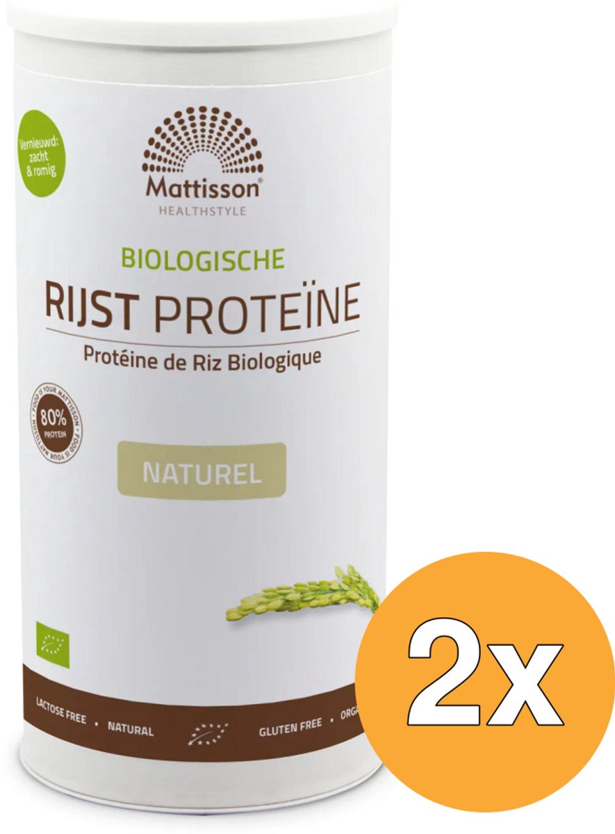 2x Mattisson Rijst Proteine Naturel Vegan 80% Bio (500 gr)