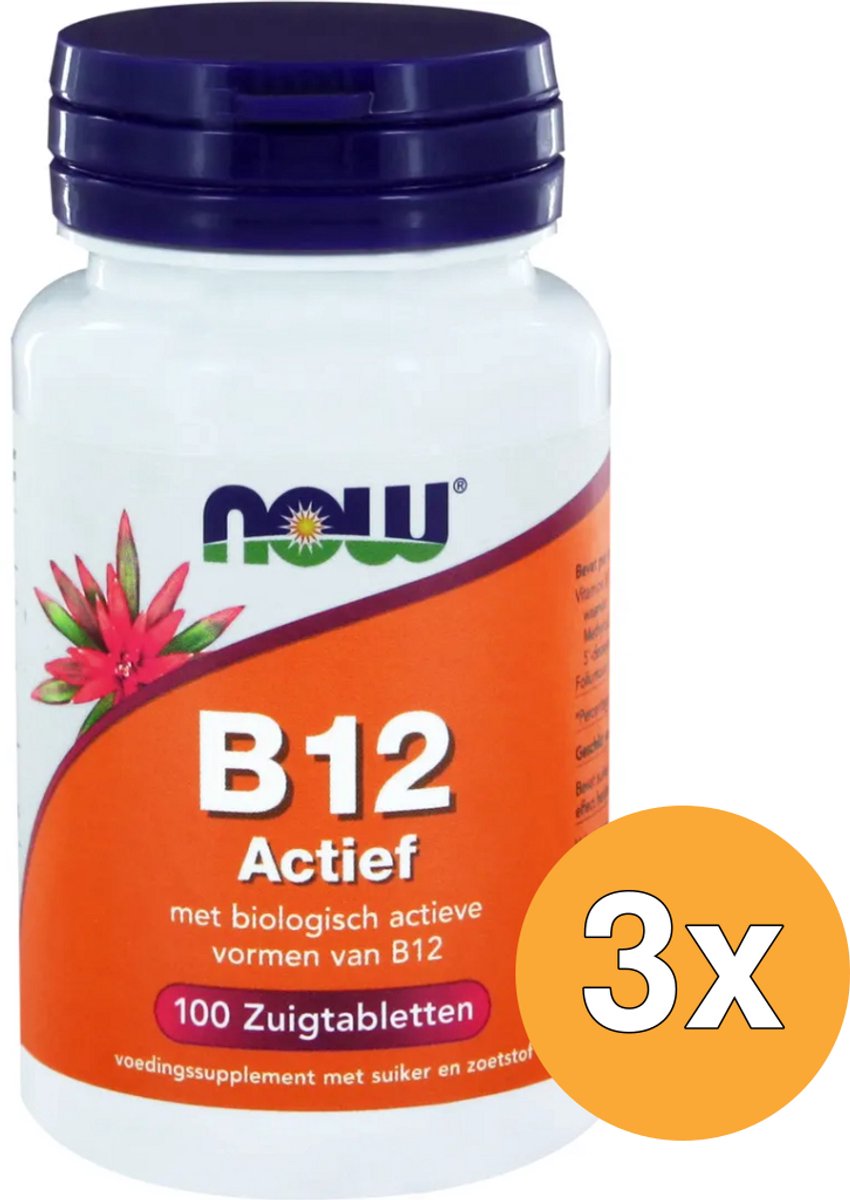 3x Now Vitamine B12 actief (100 zuigtabletten)