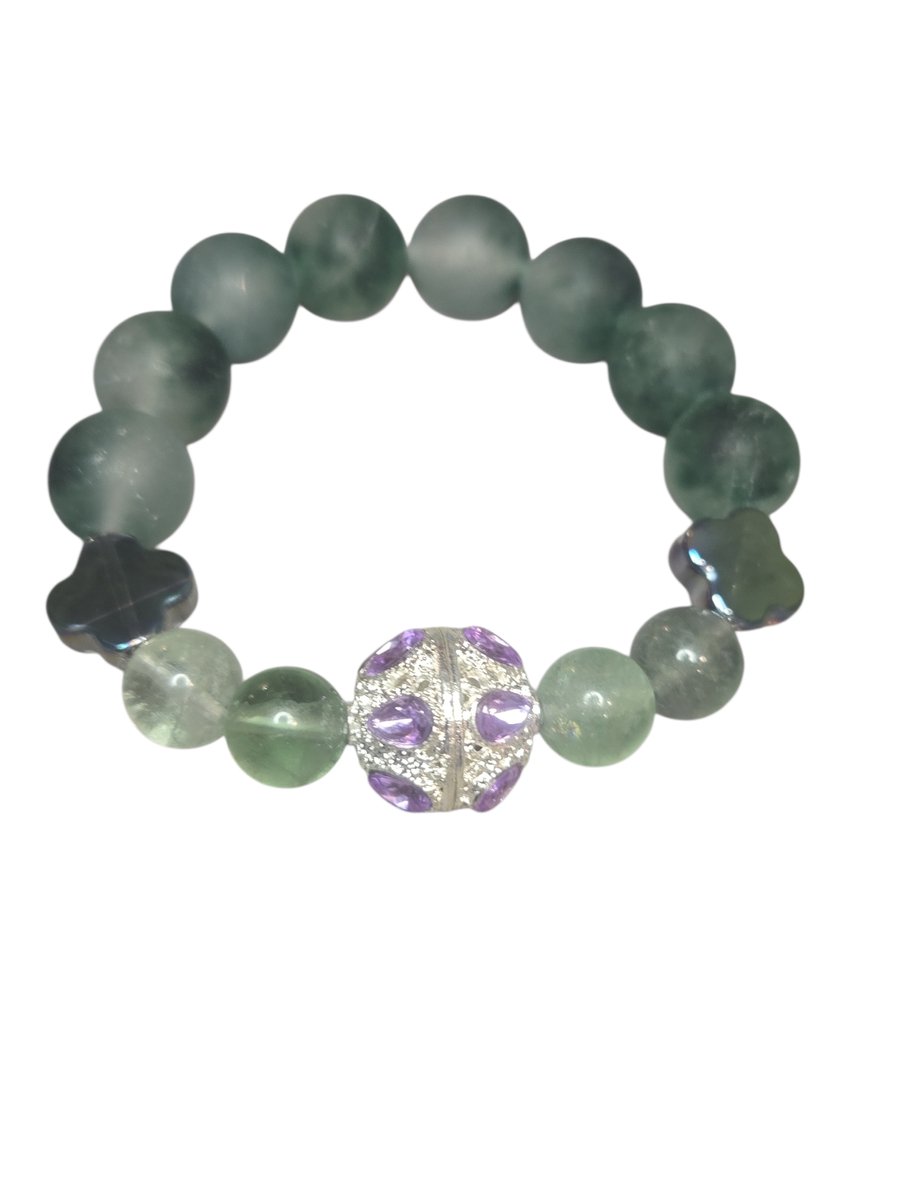 Fluoriet armband 14mm beads.