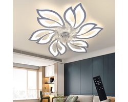 Glitzerlife - Plafond ventilator met verlichting - Dimbare LED ventilator lamp plafond - Stille plafondventilator Afstandsbediening - Zomer winter functie - Acryl design - Ø66cm - Wit