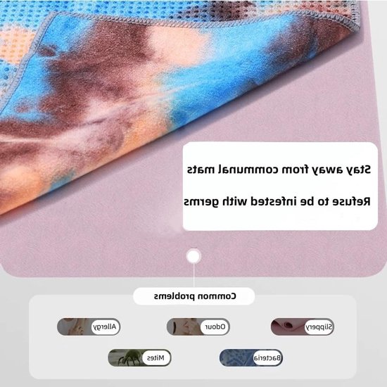 Non-slip Yoga Handdoek met Grip Dots - Sneldrogend en Zacht Microfiber voor Hot Yoga, Pilates en Bikram — afbeelding 2