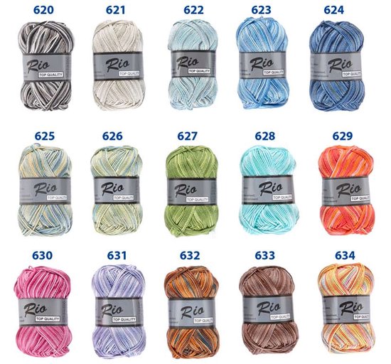 5 pelotes Rio multi marron bleu 638 - coton mélangé au crochet