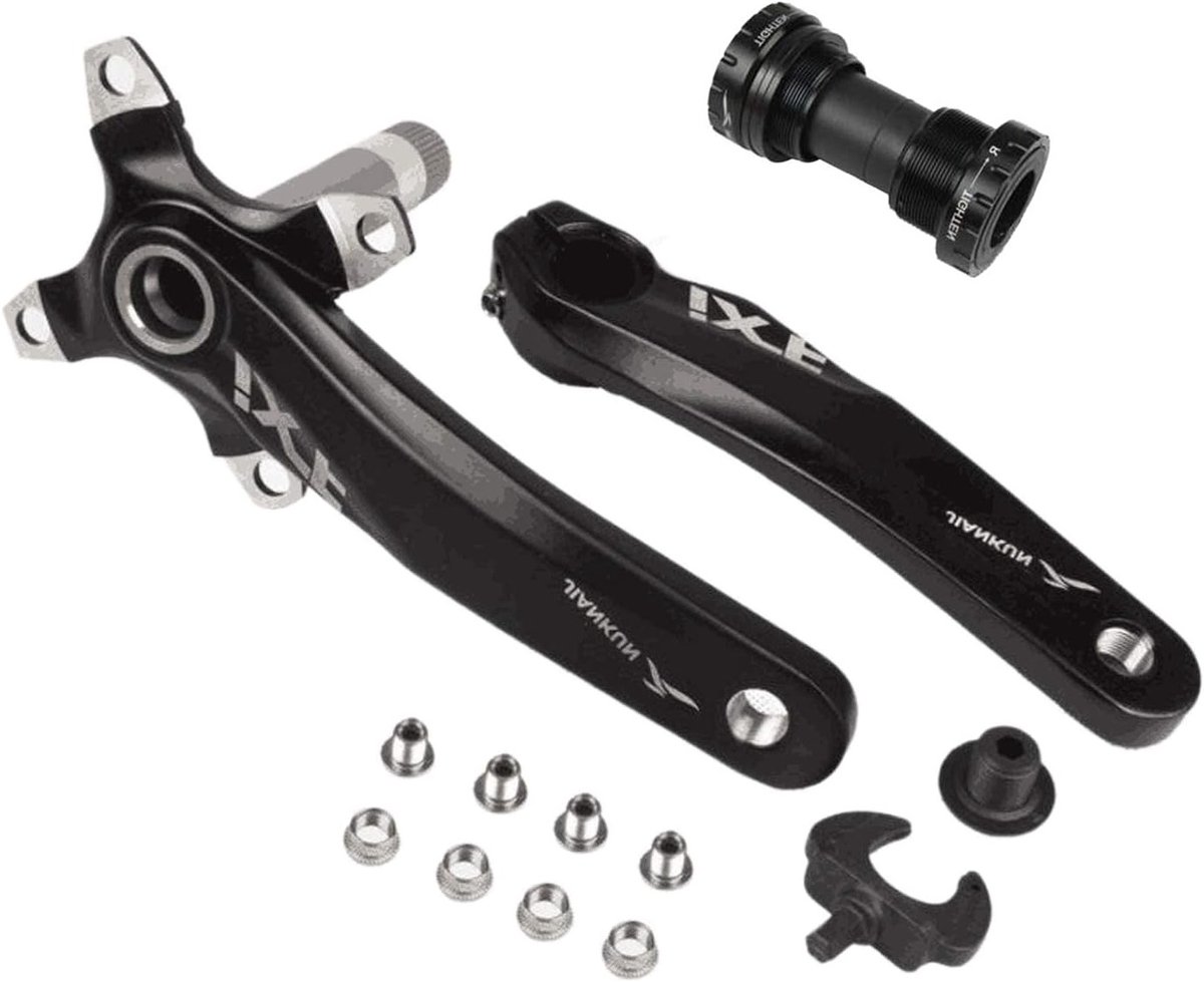 Bicycle Crankset 104 BCD met Bottom Bracket en Kettingring Schroeven, 170 mm Aluminium, Geschikt voor Stadsfietsen en Mountainbikes