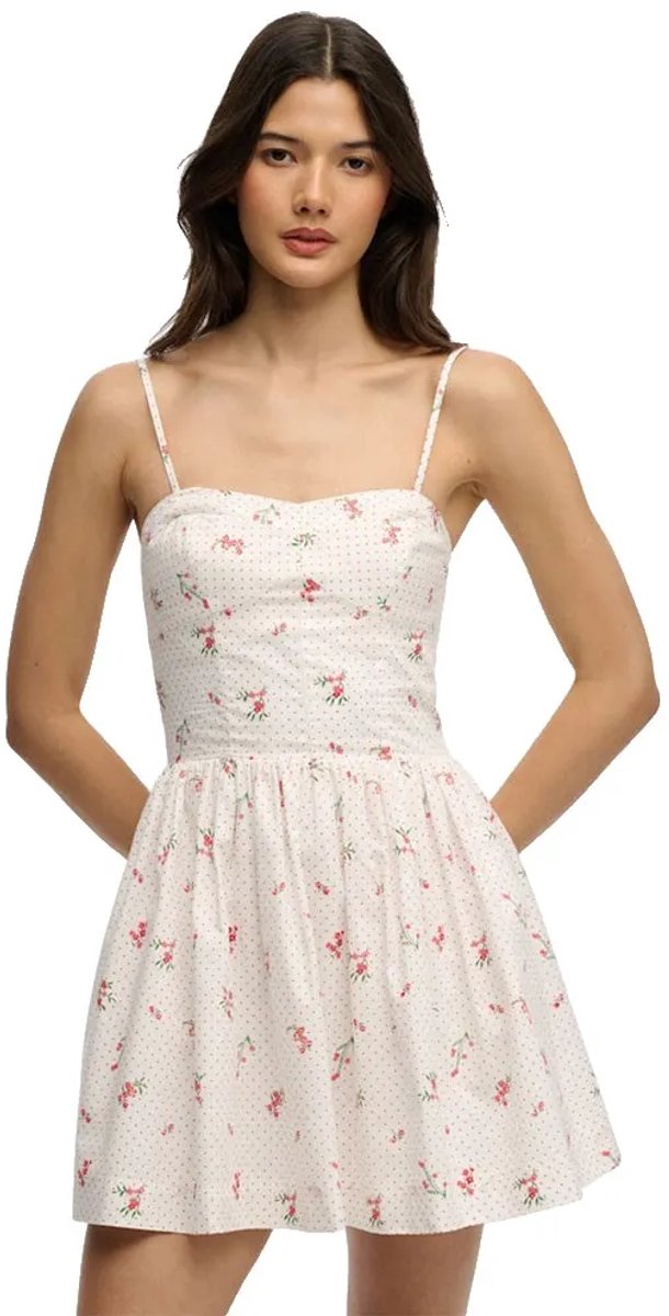 Superdry Corset Cami Mouwloze Korte Jurk XS Vrouw Creme