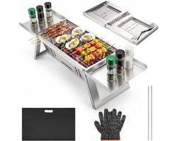Opvouwbare BBQ – Draagbare Houtskool Barbecue – Compact & Lichtgewicht – Camping BBQ / Balkon BBQ / Picknick Grill – Snel Opgezet & Makkelijk Mee te Nemen