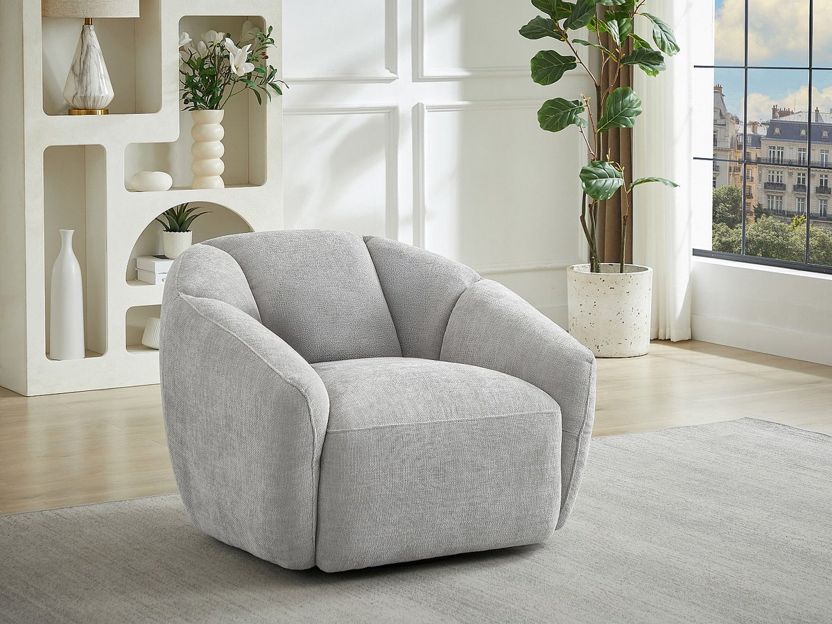 Vente-unique Draaibare fauteuil in lichtgrijze getextureerde stof NAFEKI Lichtgrijs