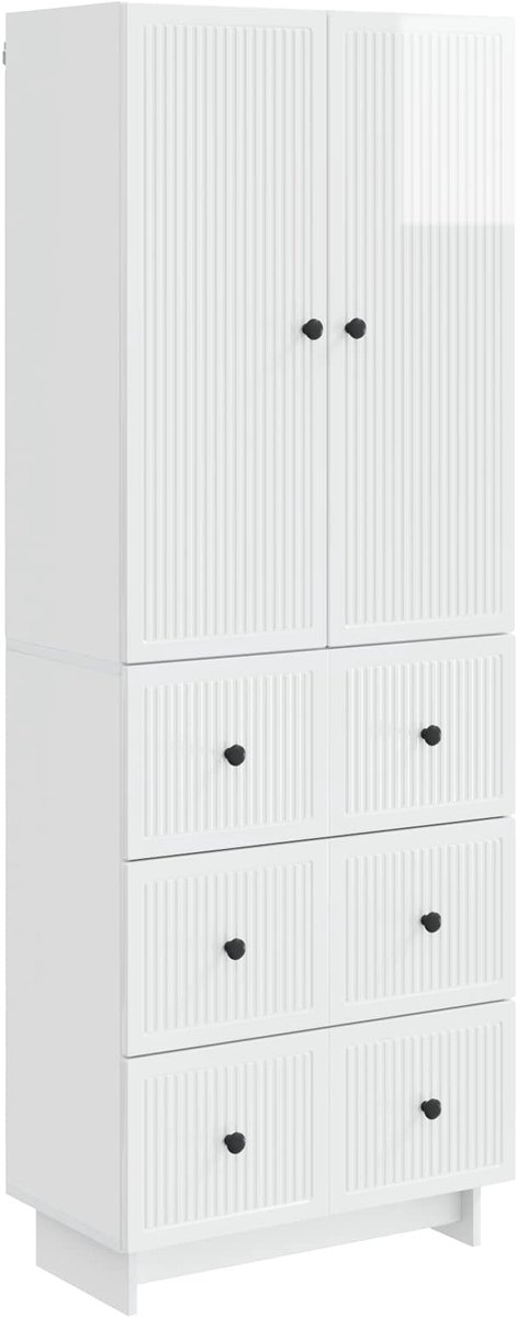 vidaXL Kast - Set - 2 - st - Bewerkt - hout Hoogglans wit