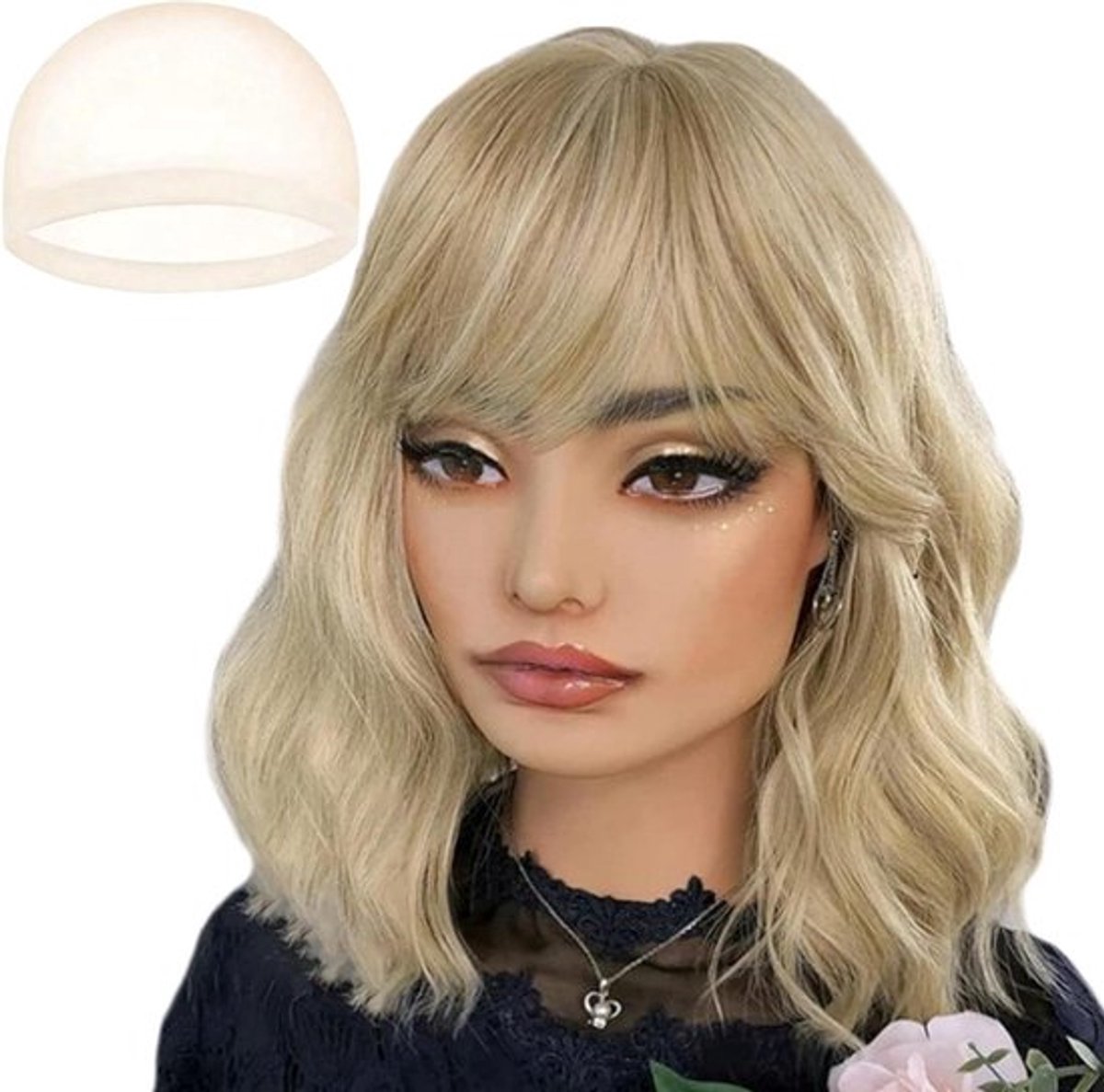 Korte blonde synthetische haarpruik voor vrouwen - Dagelijks gebruik - Feest - Cosplay - 35 cm