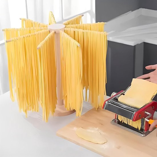 Dailygoods - Noedeldroger met 9 stangen, inklapbaar, plank voor verse en zelfgemaakte pasta, keukengereedschap voor het ophangen van handgemaakte pasta van Dailygoods — afbeelding 5