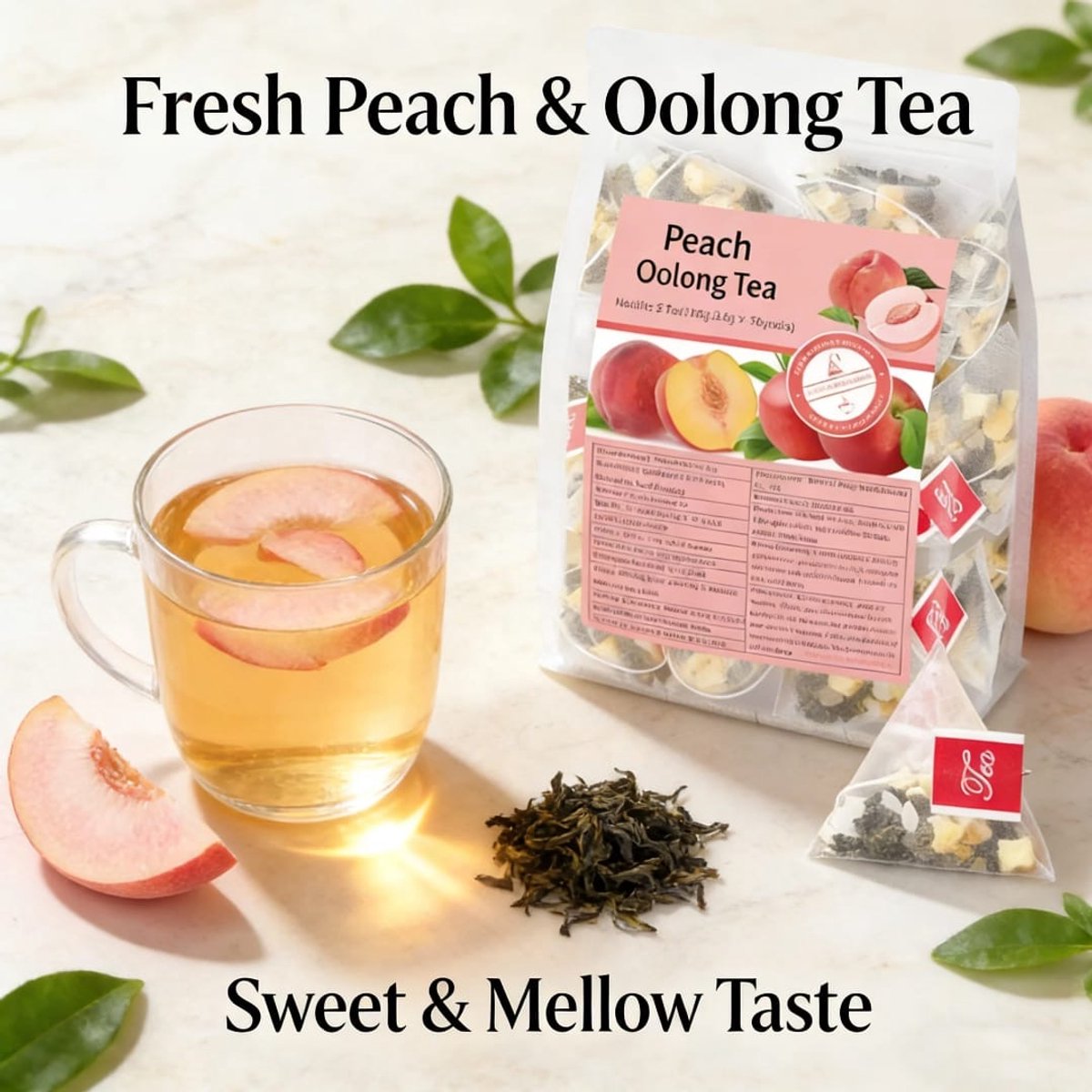 Perzik Oolong Thee - 105 Gram (30x 3,5g) - Traditionele Chinese Kwaliteitsthee uit Bozhou - Cadeau voor Theeliefhebbers - Chinese Oolong