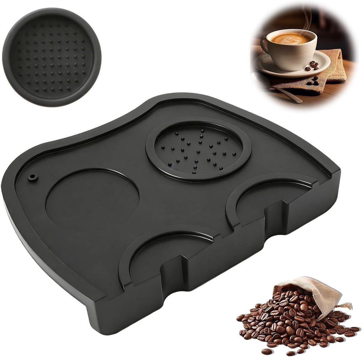 Tamping Mat Set van 2 voor Barista - Hoekdesign met Randbescherming, Extra Dikke Siliconen Mat voor Espresso en Koffie Accessoires