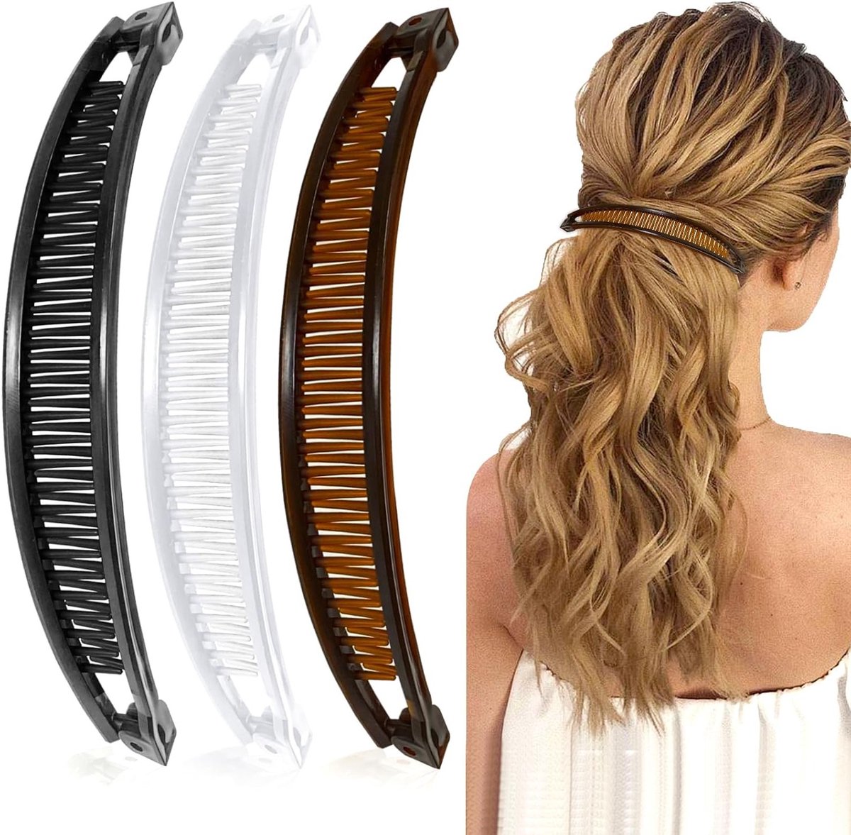 Set van 3 Haarclips voor Bananenstijl - Perfect voor Lang Haar, Kapsels en Styling