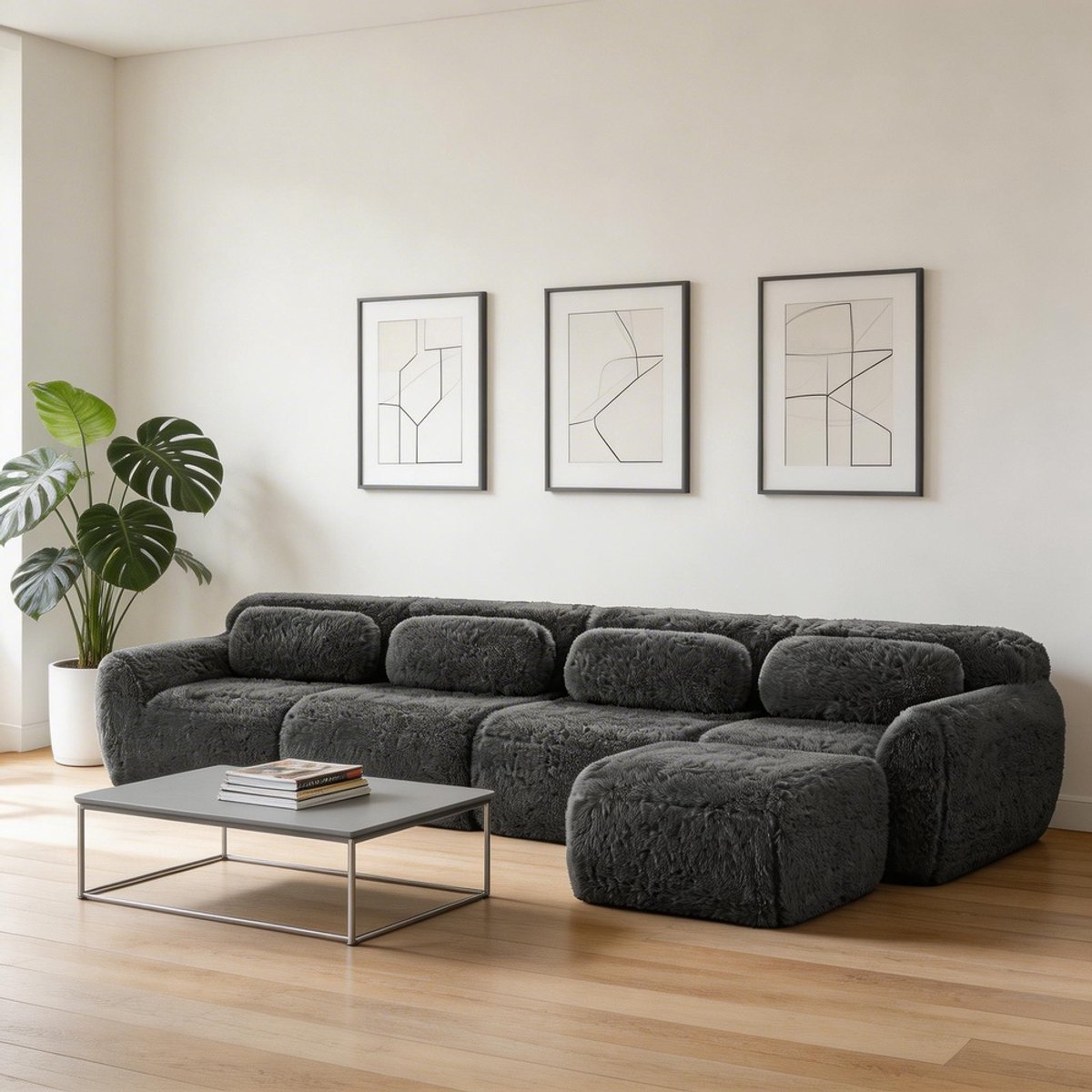 Komhtom - 4-zits L-vormige bank - modulaire combinatie en chaise longue-ontwerp - van prem