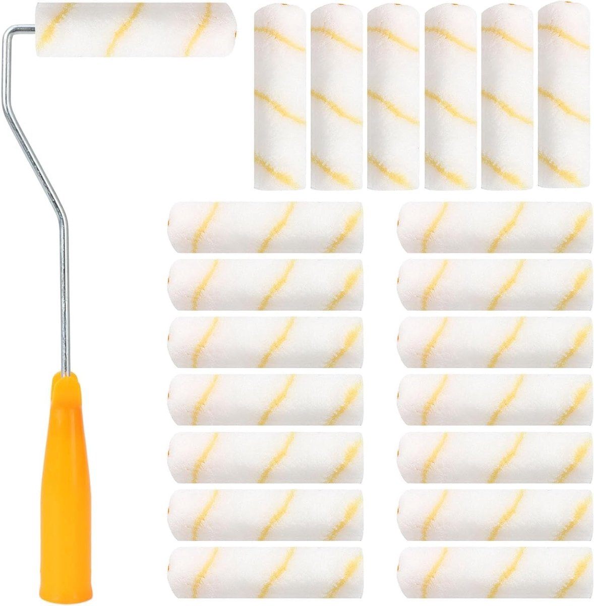 Verfrollers Set - Kleine rollers - Muren Schilderen - Anti-druppels - 20 stuks 15 cm - Oranje