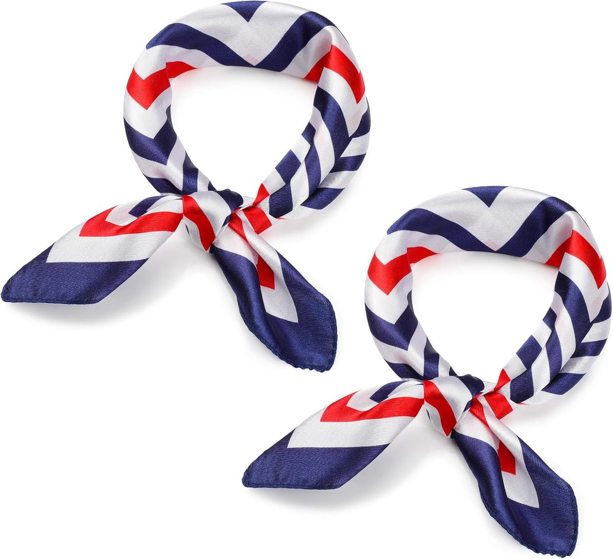 JeiibrZui Nautisch Sjaal Dames - 50x50 Cm - 2 Stuks - Imitatie Zijde Blauw Wit Voor Feest Cosplay Boot
