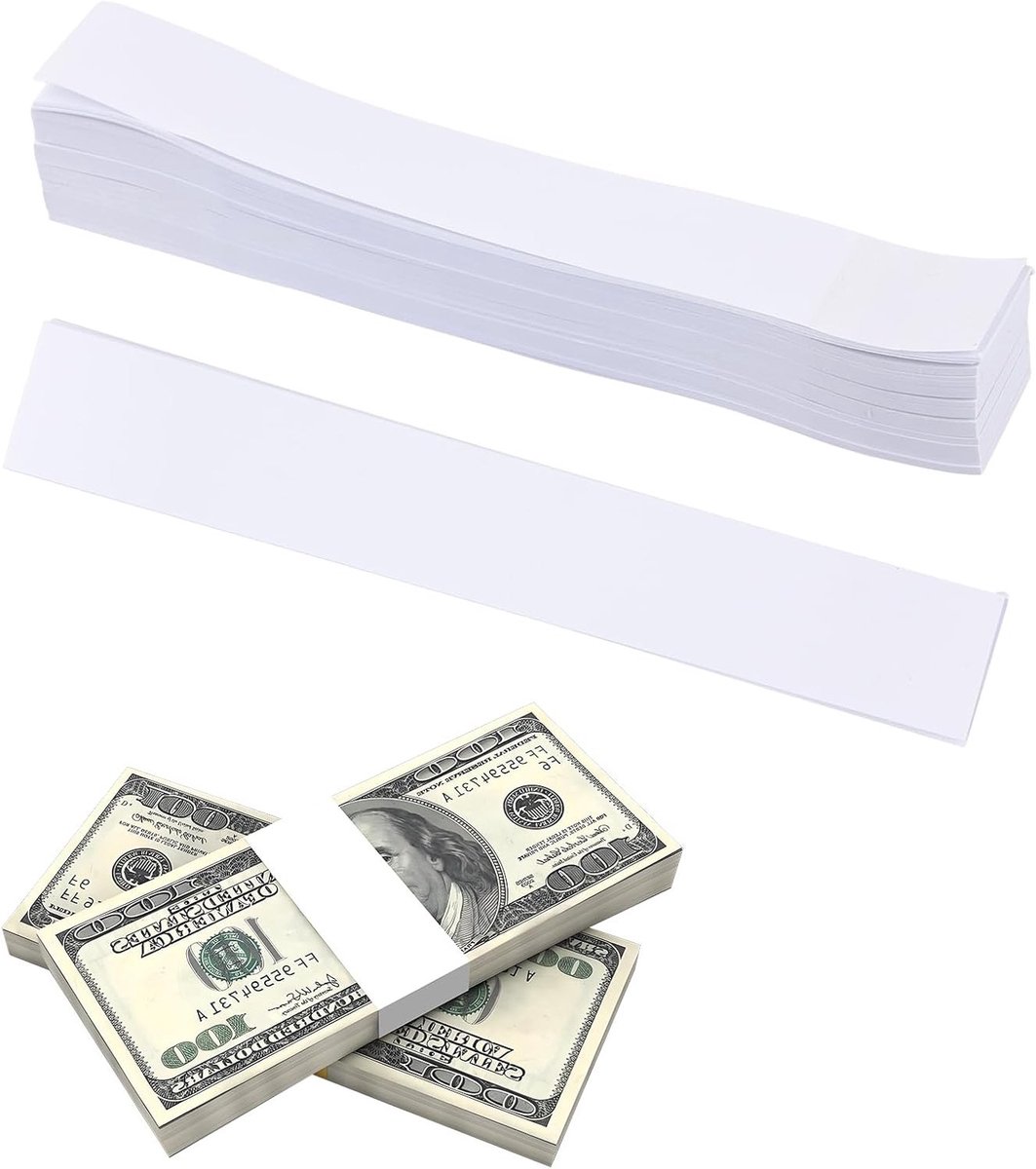 Set van 200 Zelfklevende Bankbiljetbinders 192 x 29 mm Duurzame Geldbinders voor Bankbiljetten, Kantoor en Winkels