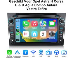 Junsun Android 15 Plug & Play Autoradio Geschikt Voor Opel Astra H Corsa C & D Agila Combo Antara Vectra Zafira, Draadloze CarPlay & Anfriod Auto, 7-inch Touchscreen, Bluetooth, GPS-Navigatiesystem, WiFi, FM, RDS, DSP, 2+64GB, Quad-Core processor