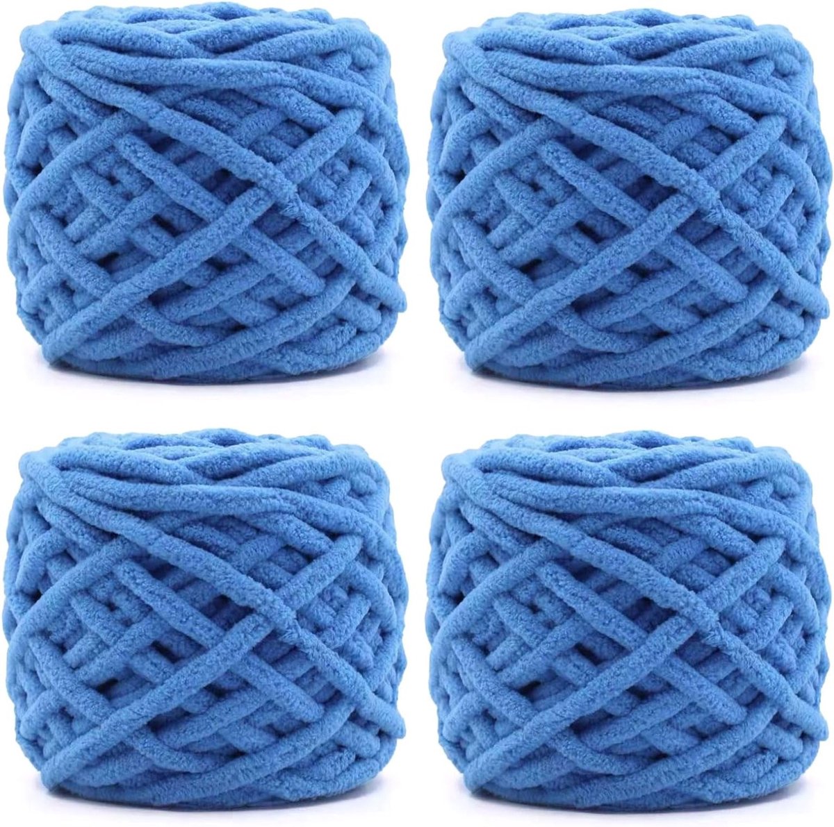 Dikke wolbol voor breien en haken, 4 x 100 g, ideaal voor mutsen, sjaals en truien (luchtblauw)