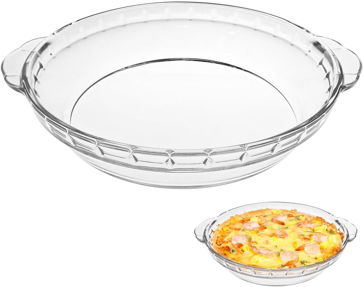 10 Inch Ronde Diepe - Glazen magnetrondeksel - Magnetrondeksels - Glazen Taartschaal met Handgreep - Spatdeksel magnetron - Transparante Bakschaal voor Taarten en Cheesecakes - 28.5x25cm