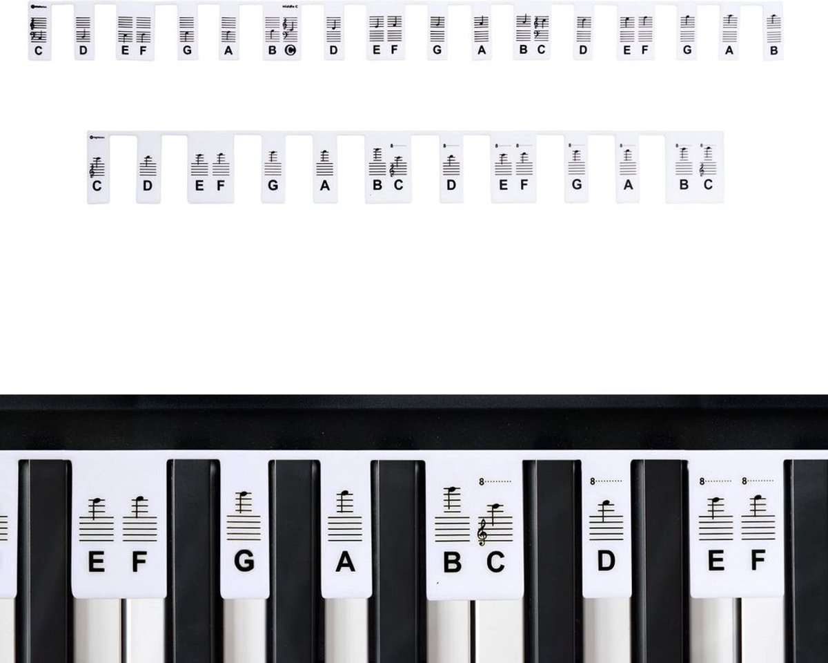 Verwijderbare piano-/keyboardnotenstickers, 61 toetsen, siliconen thumbnail 3