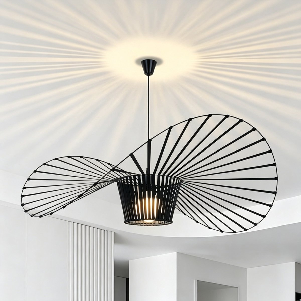 NETTLIFE Hanglamp Zwart 1-lichts - E27 Pendellamp Vintage 120cm - Retro Kronleuchter - voor Eetkamer Keuken & Woonkamer (Zonder Lampen)