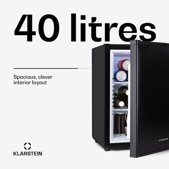 Klarstein Minibar Happy Hour Minikoelkast Drankkoelkast - 40L 5-15°C 23 dB - voor Hotelkamer voor Partykelder - LED-Binnenverlichting - Mini Fridge Kleine Koelkast Hotelkoelkast Drankkoeler Compact Koelkast van Klarstein — afbeelding 4