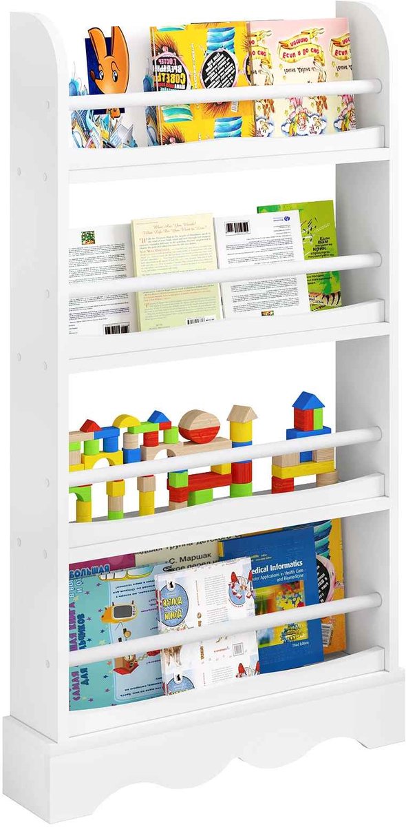 C. , R. E. CORE Kinderboekenrek - Boekenkast - 4 lagen - Open planken - Voor in de speelkamer - 60x12x108.5cm - Wit