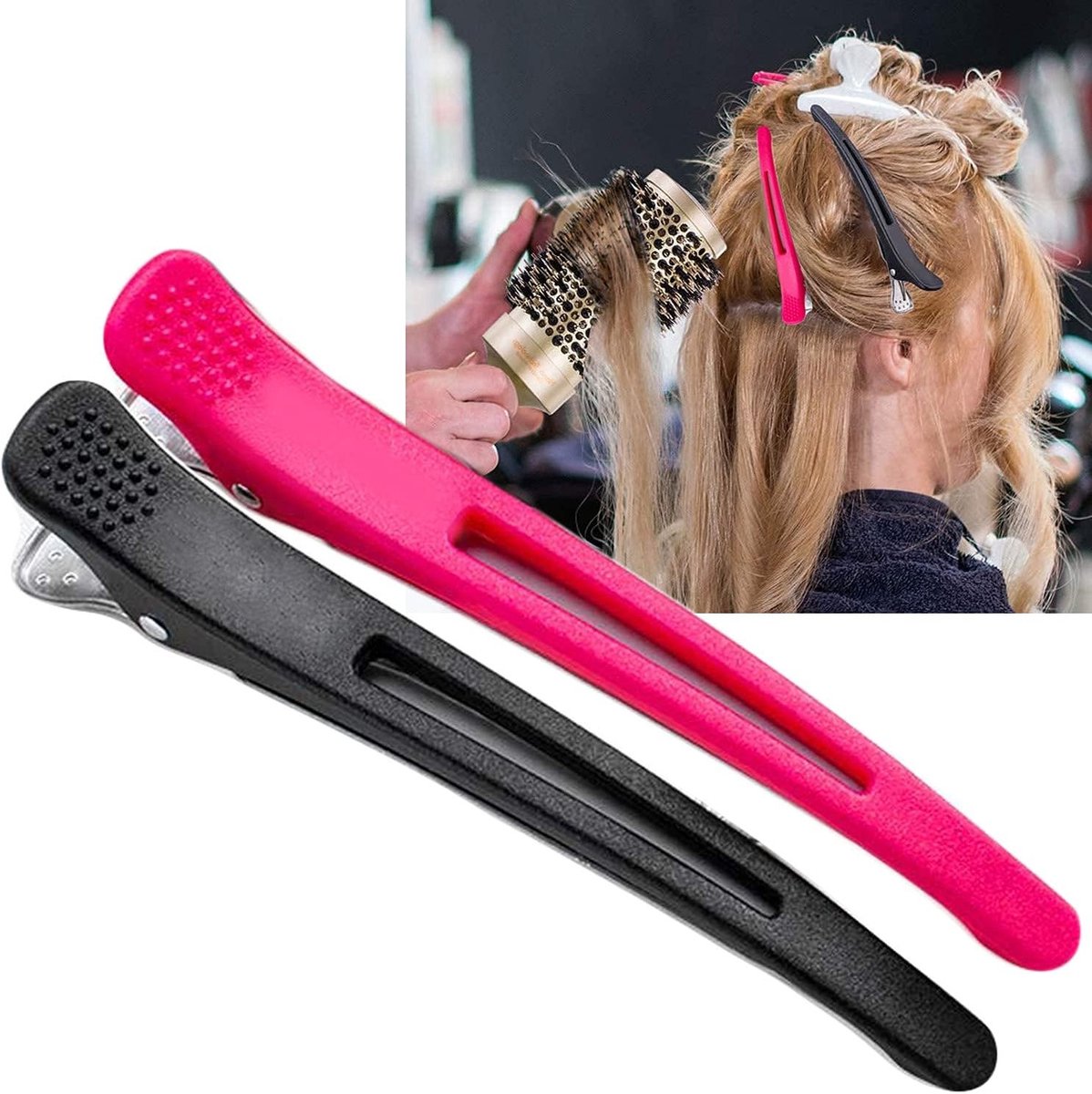 Professionele Haarclips Set van 12 - Antislip Haarclips met Siliconen - Ideaal voor Stylen, Secties en Dikker of Dunner Haar