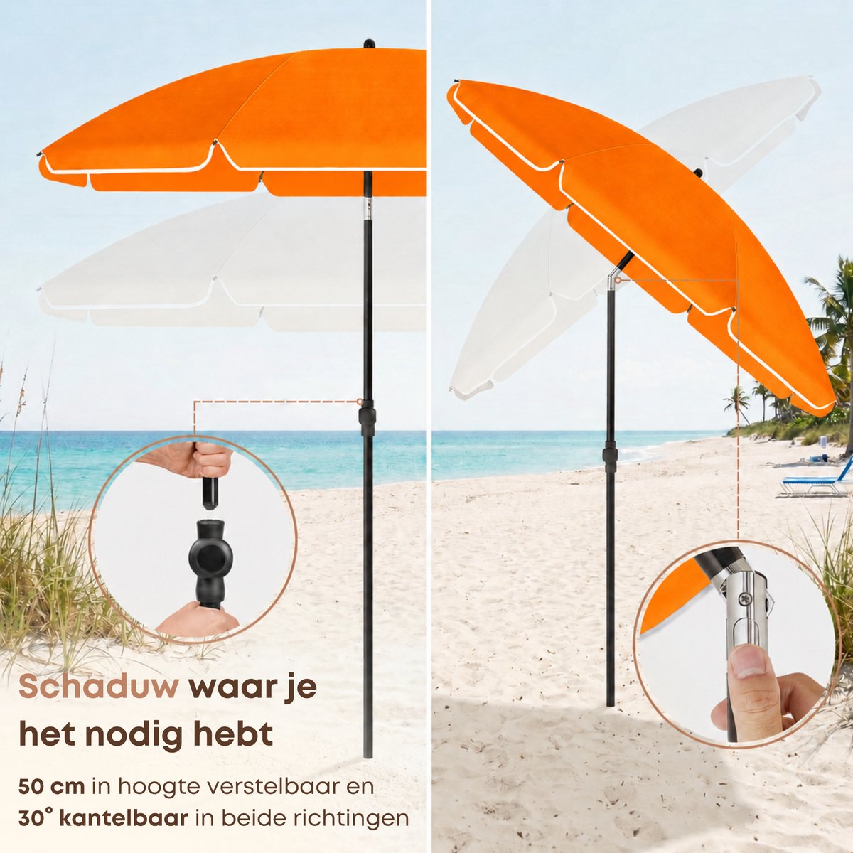 ACAZA strandparasol 200 cm, kantelbaar en draagbaar thumbnail 6