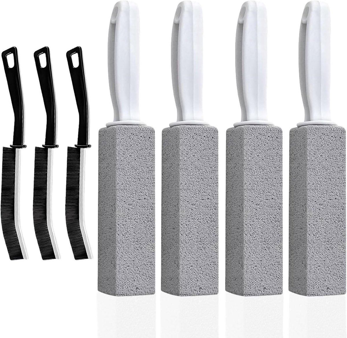 Set van 7 Pumice Stenen en Borstels voor het Verwijderen van Kalk en Aanslag in Toilet, Badkamer, Keuken en Tegels, Ideaal voor Diepe Reiniging en Onderhoud