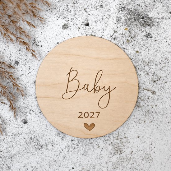 Baby 2025 - aankondigingsdoosje met cirkel - zwangerschapsaankondiging - zwanger! - vertellen dat je zwanger bent - houten cirkel van Miko Lindeza — afbeelding 4