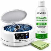 Ultrasoon Reiniger 700 ml XL – Complete Reinigingsset met Vloeistof 50 ml – Brillenreiniger, Sieradenreiniger en Brillenbad – Voor Bril, Sieraden, Beugel en Kunstgebit – SH Vision