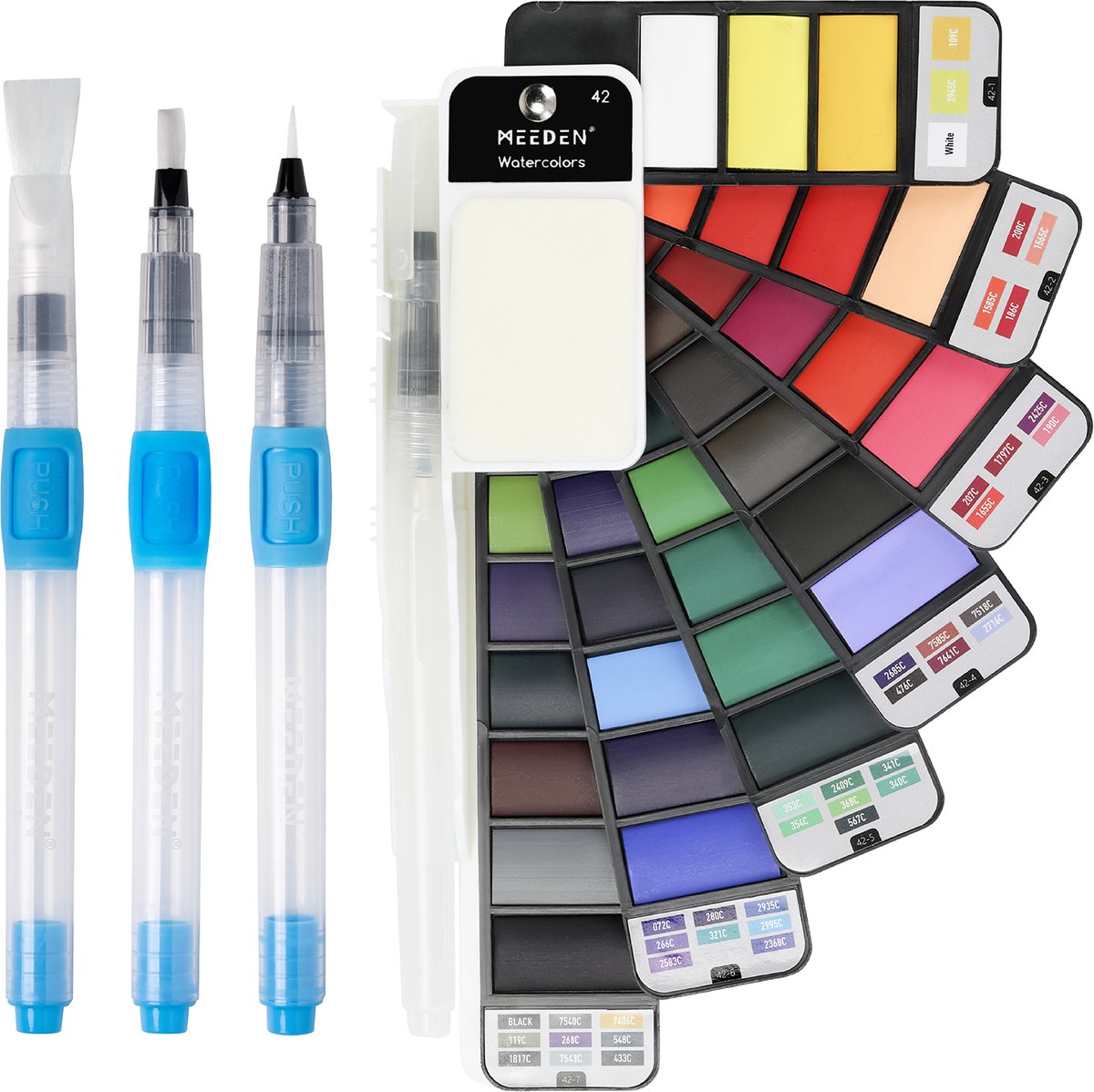 MEEDEN Art - Aquarelverf set 42 basiskleuren draagbaar