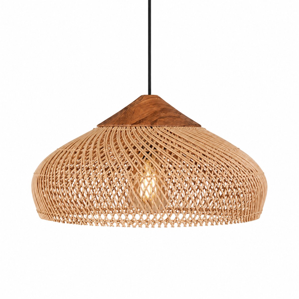 Pelor Retro Rotan Hanglamp - Wabi Sabi Plafondlamp - Handgemaakt - E27 - Woonkamer - Eettafel