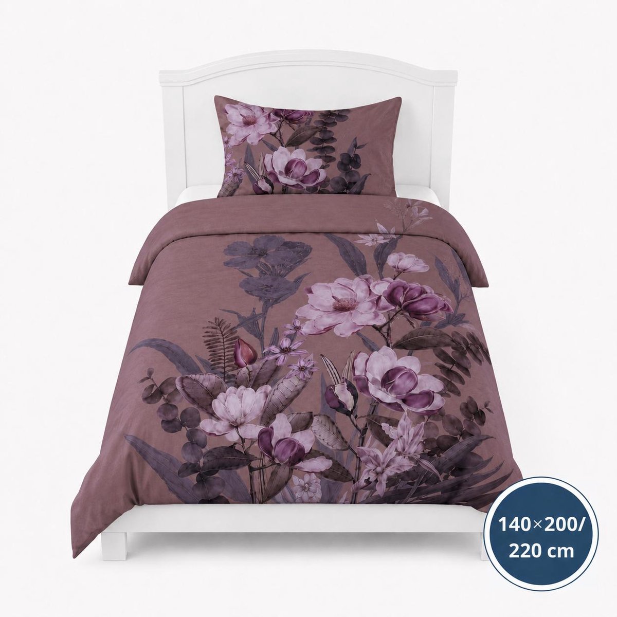 Dekbedovertrek - 140x200/220 - Bruin Roze - multi - Bloemen - Oase - Luxe, Zacht & Comfortabel - Inclusief Kussensloop - Ademend - Kleurvast