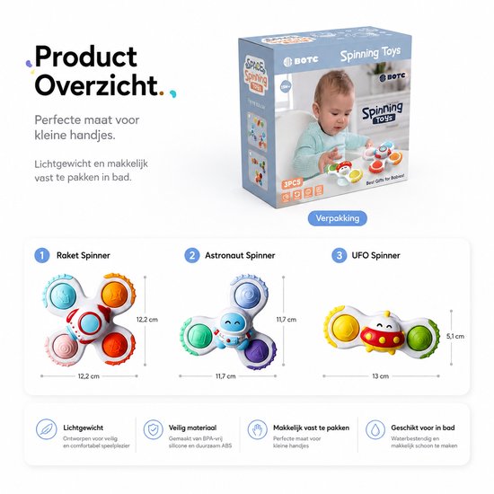 BOTC Badspeelgoed - Zwembad Speelgoed - Badspeelgoed voor Baby's - 1 set van 3 stuks - Sterke Zuignap - Badkamer van BOTC — afbeelding 3