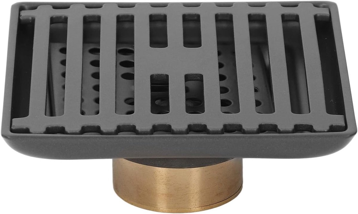 Vierkante Vloerafvoer met Filter en Dekplaat, 10 x 10 x 4 cm, RVS, Grijs, Afvoer voor Badkamer, Keuken en Balkon, Haarfilter en Waterafvoer