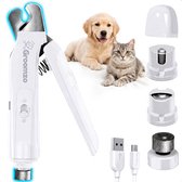 Groomzo Limes à ongles et Pince à ongles électriques 2 en 1 - Tondeuse - Ciseaux - Tondeuse - Rechargeable et sans fil - Tête de lime Diamant - pour Chiens, Chats et Animaux - Wit
