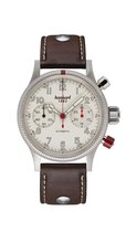 Hanhart Pioneer Mk II - Horloge Wit - donkerbruine band - 40 mm