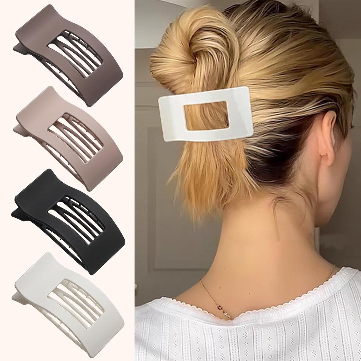Set van 4 Grote Platte Haarspelden voor Vrouwen en Meisjes - Stevige Grip, Stijlvol en Geschikt voor Dikker en Dunner Haar