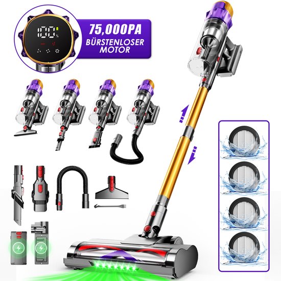 Hiaonyx Draadloze Steelstofzuiger met Borstelloze Motor - Hiaonyx - €114,97