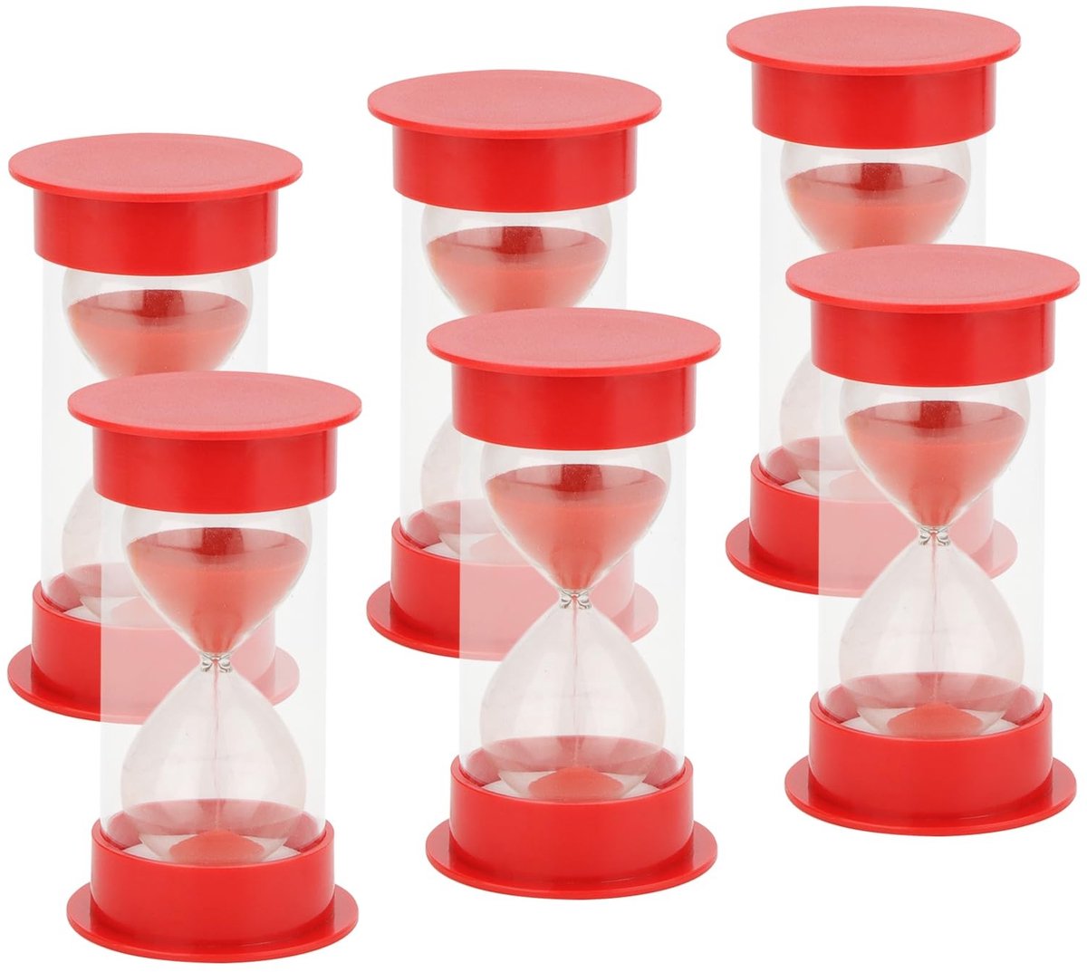 Dailygoods - Dailygoody - Rode Zandloper - 5 Minuten Timer - Decoratief en Functioneel - 12 cm Hoog - Zand Klok voor Thuis en Kantoor - Keuken Accessoire