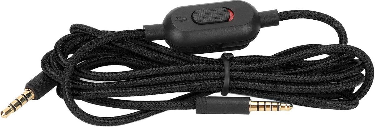 Dailygoods - Dailygoody - Oortelefoongeluidskabel - Universeel Geweven Snoer - Volumeregeling - Zwart - Geschikt voor G Pro G Pro X G433 G233 - 200cm