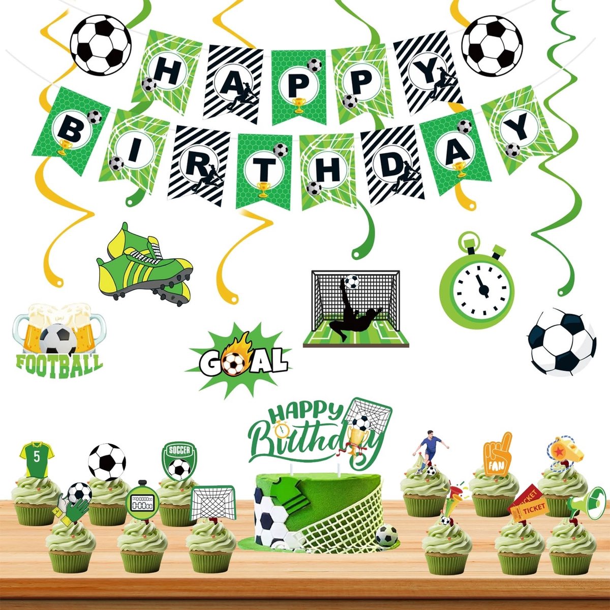 Dailygoods - Voetbal Banners Decoratie voor Verjaardagsfeest