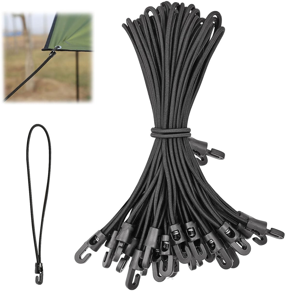 Store_7 - Spanfix - Multifunctionele zeilspanner - Zwart - Rubber spanner - Expander voor camping - Geschikt voor zeilen en aanhangers
