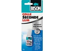 Bison Secondelijm Vloeibaar met kwast, sterke secondelijm, met aanbrengkwast, vaatwasser bestendig, water resistent, voor iedere reparatie in en om het huis