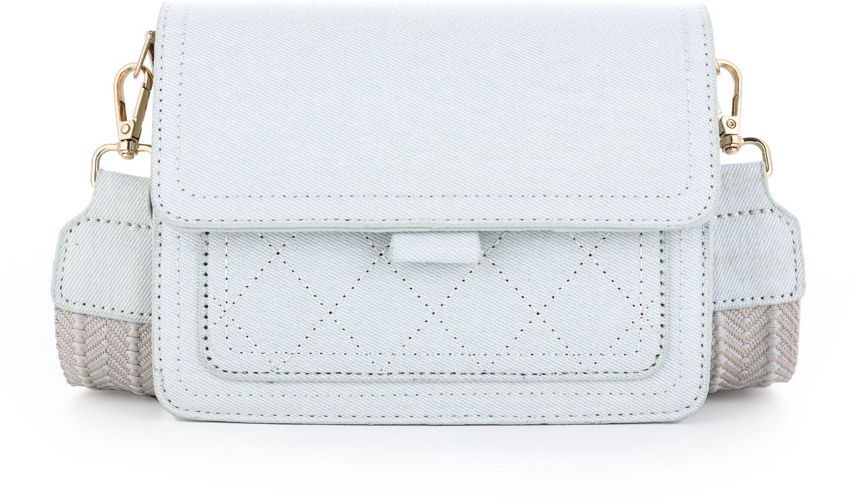 Michelle Bags & Accessoires - Damestas - Lichtblauw Jeans - met luxe sierriem