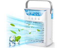 Verdampingskoeler-aircooler-luchtkoeler-Luchtkoelerventilator – Krachtige koelventilator – Water- en ijscirculatie, compacte luchtkoeler voor thuis/kantoor – Wit – 16,5 x 12,2 x 21 cm