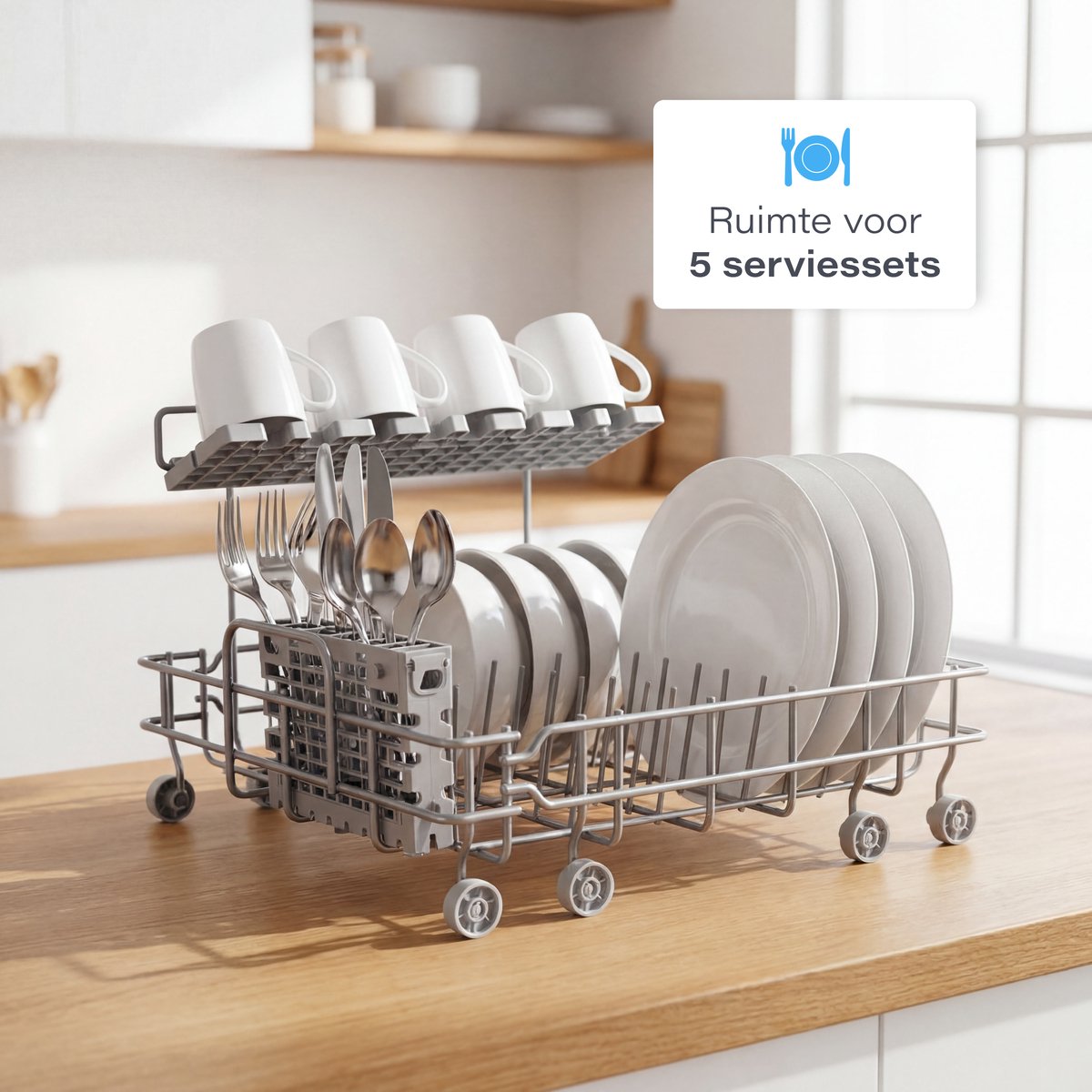 Skoov Mini Vaatwasser met waterreservoir PRO - 5 couverts - 6 wasprogramma's - Kleine smalle vrijstaande afwasmachine - Camping - Zwart — afbeelding 7