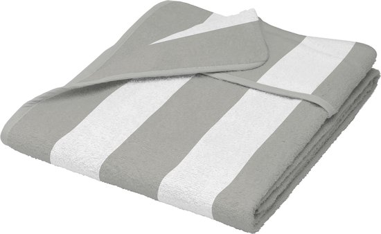 Beautissu Ligbed Handdoek 75x200 cm Cassis – 100% Katoen Handdoek voor Ligstoel met Antislip Kap 15 cm, Hoes voor Zonnebed Tuin, Strand of Zwembad, Zacht en Absorberend, Grijs Gestreept